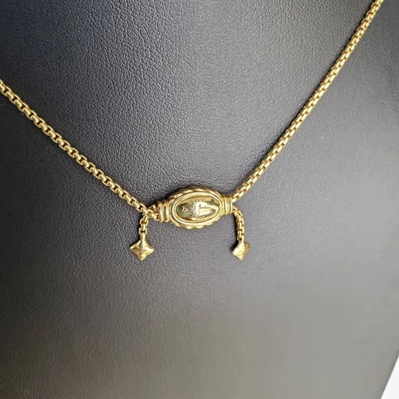 David Yurman 18k Gold 38" Adjustable Box Chain Slider Necklace - Picture 4 of 9